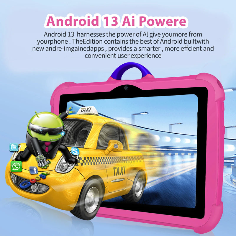 Danoz My AI Tablet - Cartoon Kids Tablet 7 Inch Quad Core 4GB RAM 64GB ROM Android Learning Education Games Tablets Children's Gifts