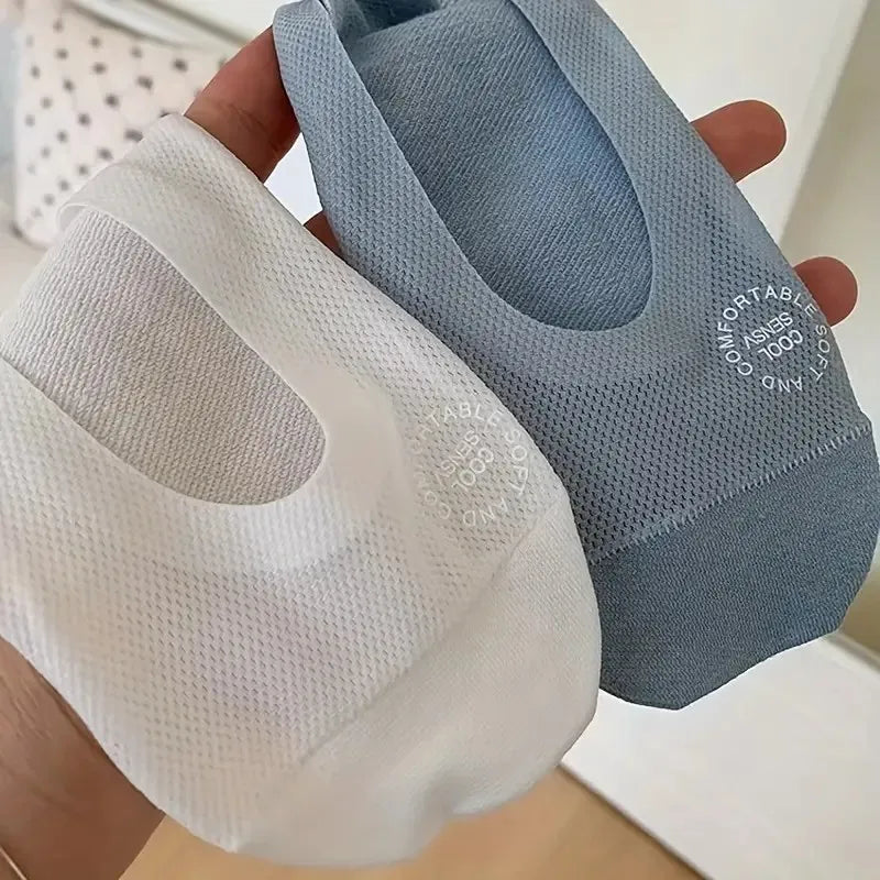 Danoz SockSmart - 4 or 10 Pairs Women Breathable Mesh Invisible Socks Spring Summer Thin Soft Comfortable Silicone Anti Slip Cotton Casual Socks