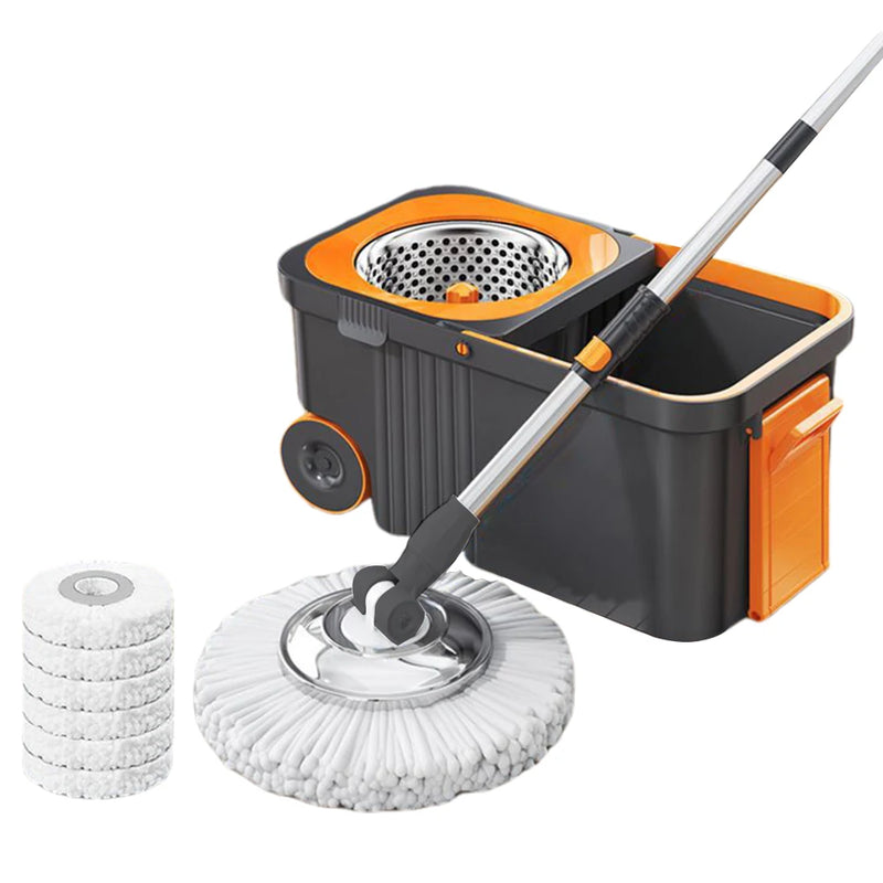 Danoz CleanSmart Spin Mop & Bucket Set 🧹 | 360° Rotating | 6 x free Mop Head Refills | Extended Handle | Hand-Free Wringing