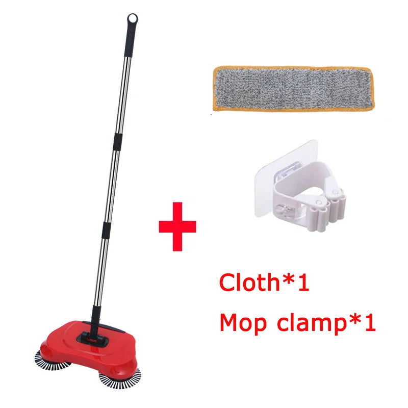 Danoz Cleaning - Hand Push Sweeper Stainless Steel Push Sweeping Mop Drop Pusher Chick Handle Household Cleaning Tools Floor
