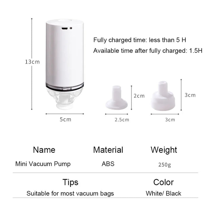 Danoz Kitchen - Electric Vacuum Pump for Food Vacuum Storage Bags USB Charging Sealing Machine for Food Sous Vide Cooking Bags