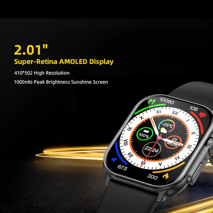 Danoz SuperSmartWatch - IMIKI SF1⌚ 2.01" AMOLED Display 1000nits BT Calling 100+ Sports Modes IP68 Business Fashion Modeling Metal