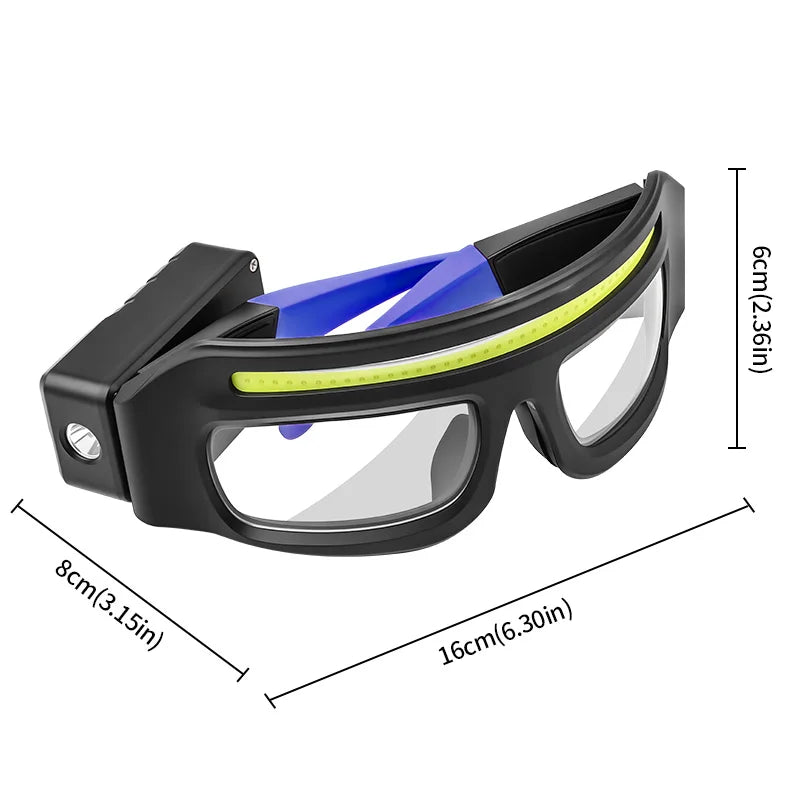 Danoz WorkSmart | XTE + COB Glasses Headlamp | 5 Modes | Touch Sensor | Type-C Rechargeable | Waterproof IPX4 | Compact & Portable 🔦🔍