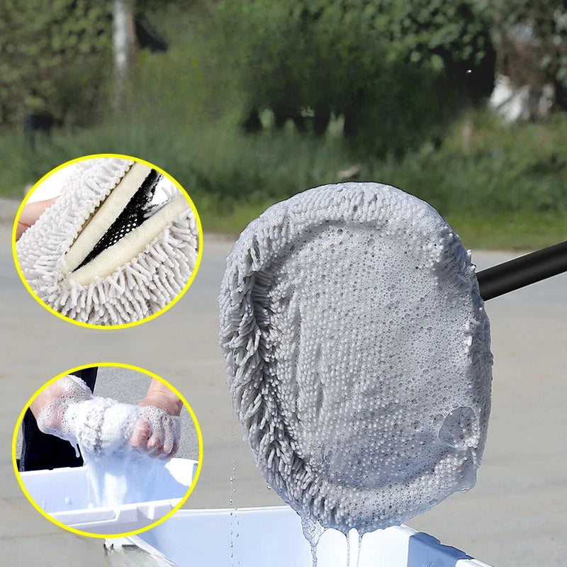 Danoz CleanSmart Telescoping Car Wash Brush 🚗✨ | Soft Chenille Mop Head | Extends 59–110cm | 90° Rotating Head | Scratch-Free | Perfect for Cars, Windows & More!