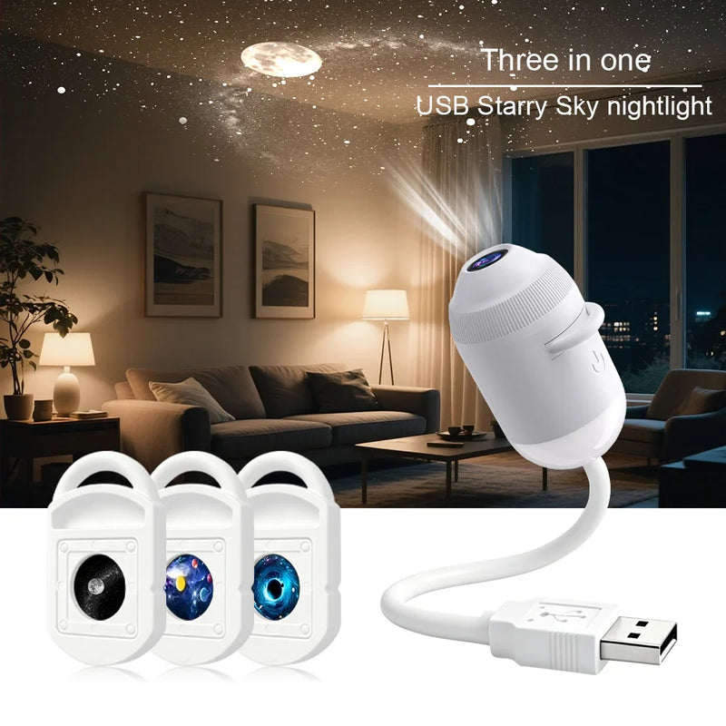 ✨ Danoz LightSmart | USB Starry Sky Galaxy Projector | Car & Home Atmosphere Light | Bedroom Night Light | Romantic Ambient Lamp | 3–24 Star Slices