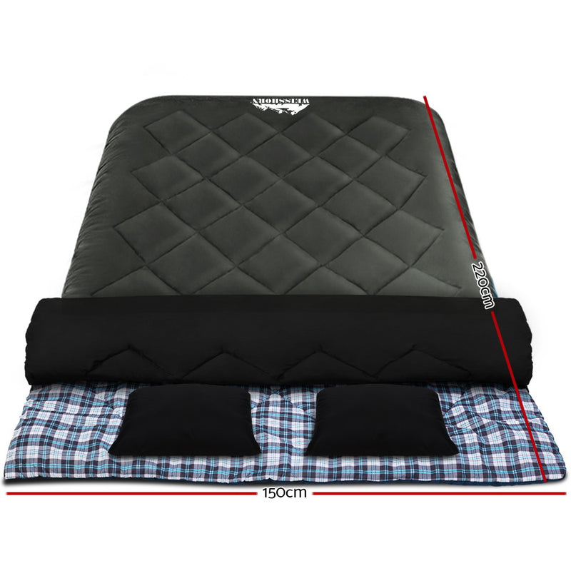 Danoz Camping - Weisshorn Sleeping Bag Double Pillow Thermal Camping Hiking Tent Grey