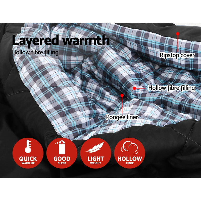 Danoz Camping - Weisshorn Sleeping Bag Double Pillow Thermal Camping Hiking Tent Grey