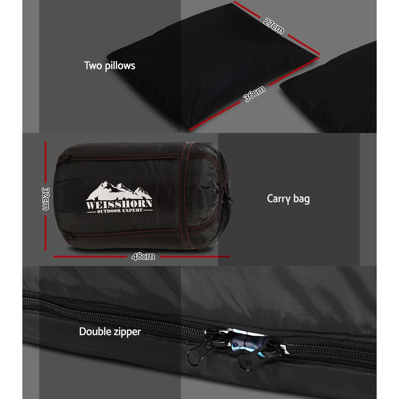 Danoz Camping - Weisshorn Sleeping Bag Double Pillow Thermal Camping Hiking Tent Grey