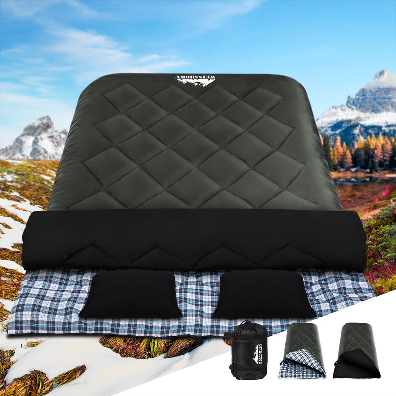 Danoz Camping - Weisshorn Sleeping Bag Double Pillow Thermal Camping Hiking Tent Grey