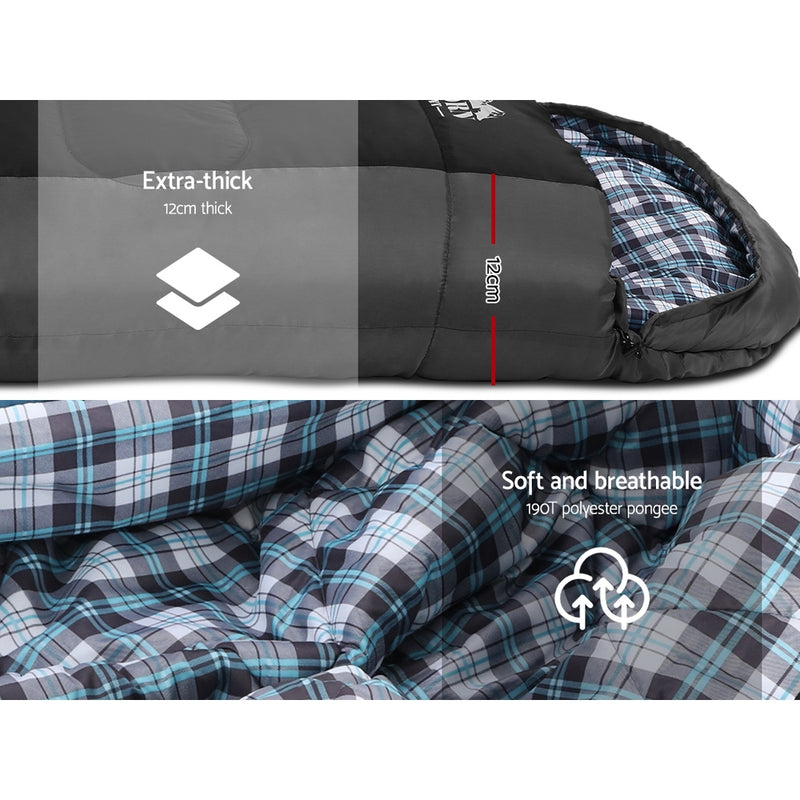 Danoz Camping - Weisshorn Sleeping Bag Single Thermal Camping Hiking Tent Black  -20°C