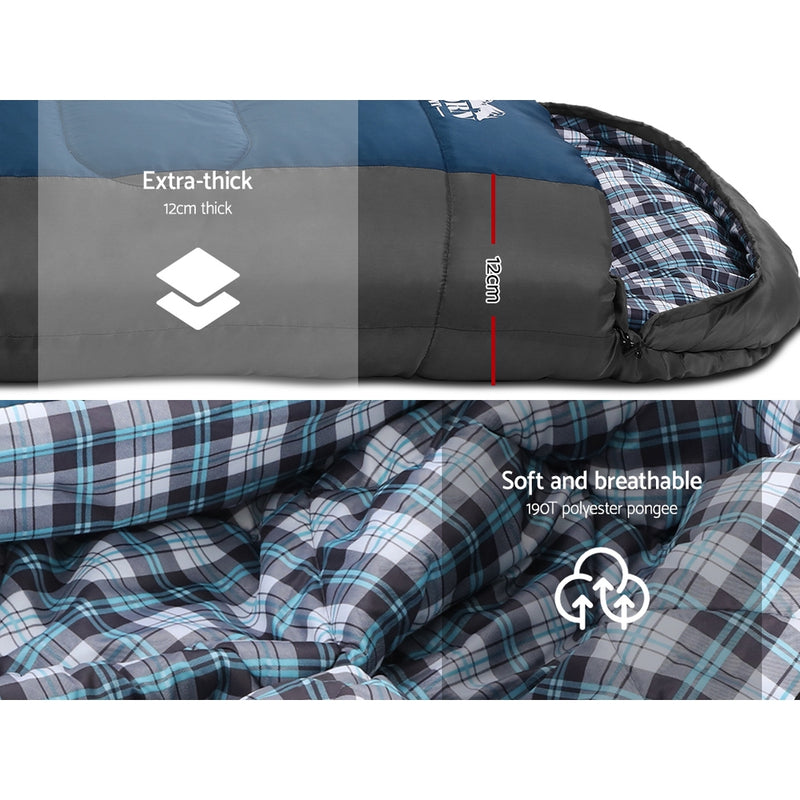 Danoz Camping - Weisshorn Sleeping Bag Single Thermal Camping Hiking Tent Blue -20°C