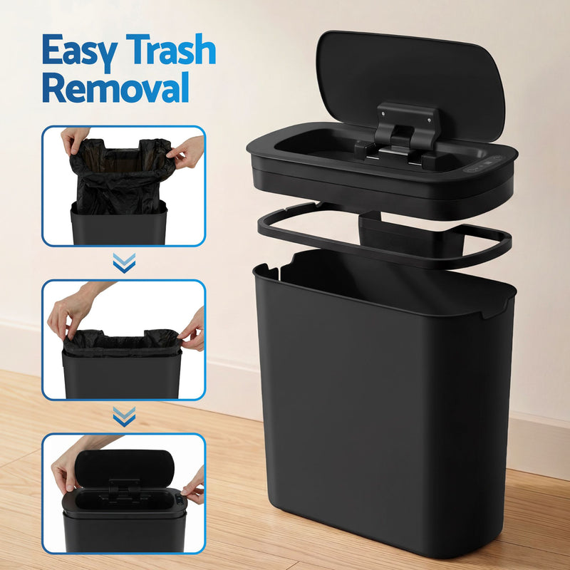 🗑️ Danoz CleanSmart | Devanti Motion Sensor Bin | 2-Pack | 11L | Touchless Auto Lid | Soft-Close | Slim Design | Kitchen & Home