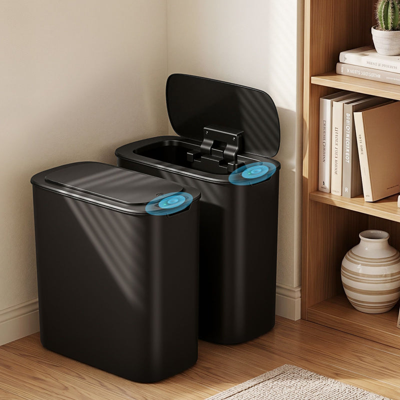 🗑️ Danoz CleanSmart | Devanti Motion Sensor Bin | 2-Pack | 11L | Touchless Auto Lid | Soft-Close | Slim Design | Kitchen & Home