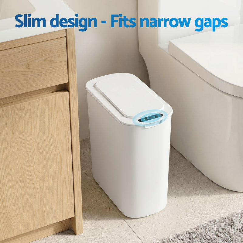 🗑️ Danoz CleanSmart | Devanti Motion Sensor Bin | 2-Pack | 11L | Touchless Auto Lid | Soft-Close | Slim Design | White