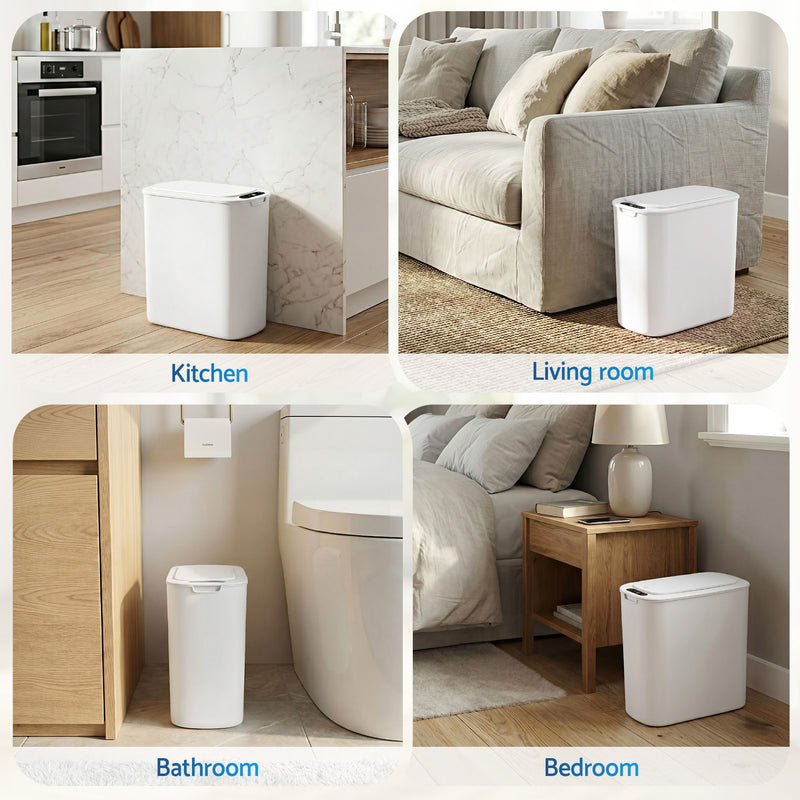 🗑️ Danoz CleanSmart | Devanti Motion Sensor Bin | 2-Pack | 11L | Touchless Auto Lid | Soft-Close | Slim Design | White