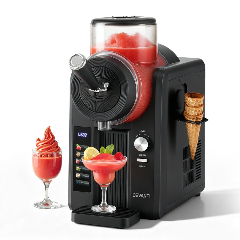 Danoz Kitchen - Devanti 2L Slushie Machine Ice Cream Maker Frozen Smoothies Milkshakes Black