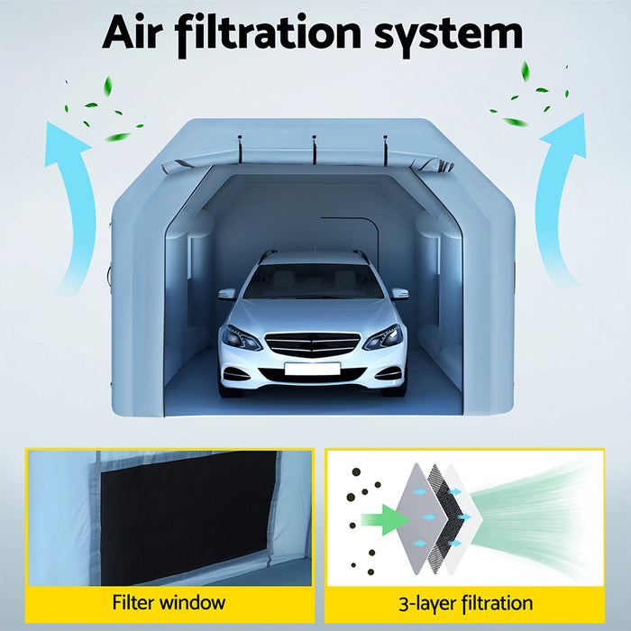 Danoz Outdoors - Giantz Inflatable Spray Booth 6X4M Car Paint Tent Filter System Blower