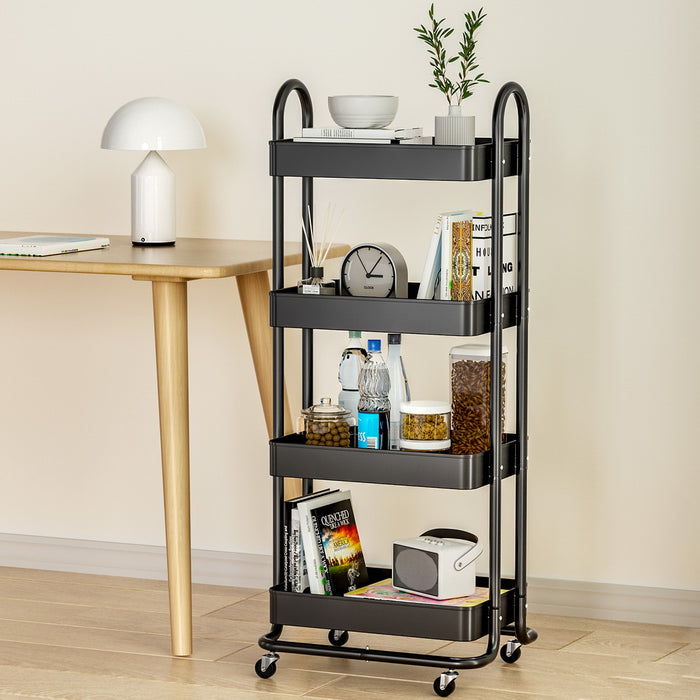 Elevate your kitchen's functionality with Danoz Direct Artiss Storage Trolley Kitchen Cart. Boasting four spacious tiers in a sleek black finish