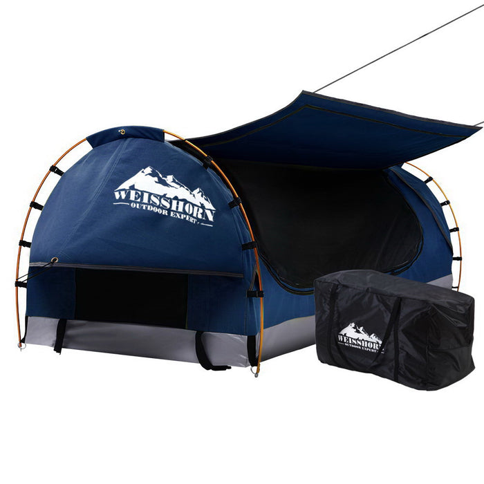 Danoz Camping - Weisshorn King Single Swag Camping Swags Canvas Free Standing Dome Tent Blue - Incl. Delivery