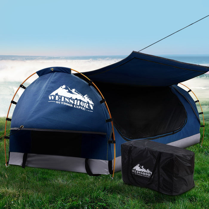 Danoz Camping - Weisshorn King Single Swag Camping Swags Canvas Free Standing Dome Tent Blue - Incl. Delivery