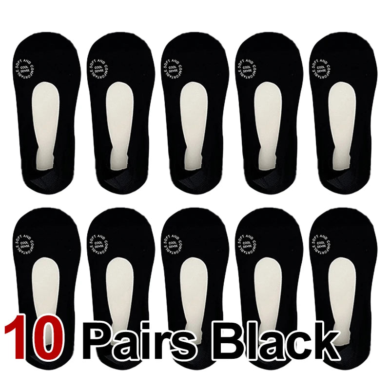 Danoz SockSmart - 4 or 10 Pairs Women Breathable Mesh Invisible Socks Spring Summer Thin Soft Comfortable Silicone Anti Slip Cotton Casual Socks