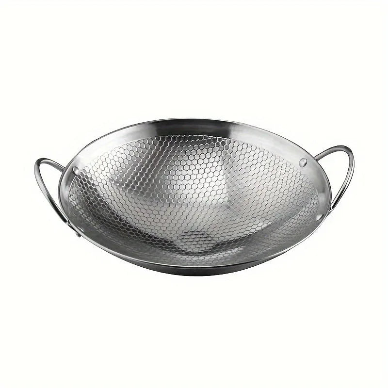 Danoz CookSmart - Non-Stick Honeycomb Skillet 29cm Stainless Steel with Handles Scratch-Resistant for Cooking Pasta Steak Porridge Ramen