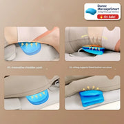Innovative car seat cushion with shoulder push and airbag support on a beige background