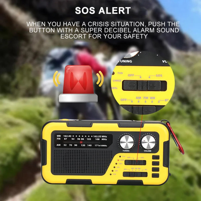 Any weather emergency with Danoz Direct Emergency Weather Radio! With a 2000mAh rechargeable battery, portable hand crank