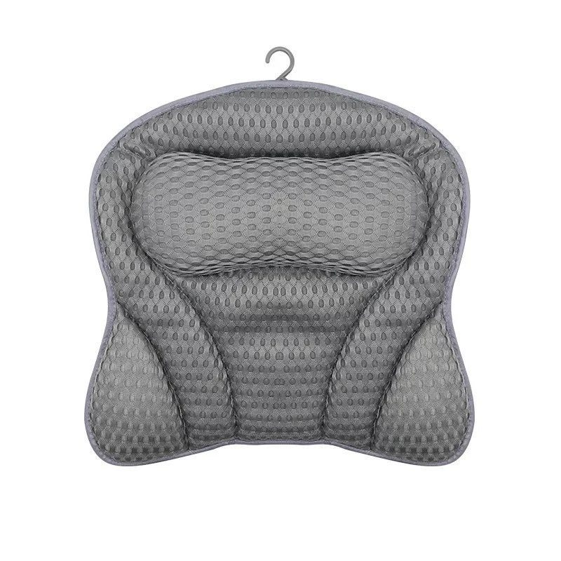 🛁 Danoz BathroomSmart | Luxury Bath Pillow | 3D Air Mesh | Secure Suction Cups | Neck & Back Support | Hypoallergenic | Machine Washable | White & Dark Grey ✨