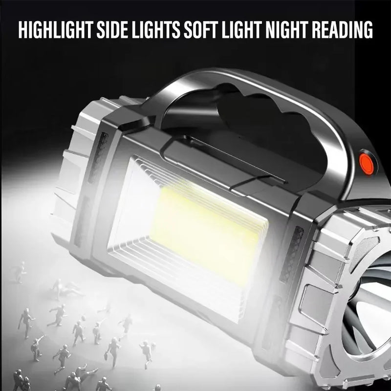 🔦 Danoz LightSmart | LED + COB Flashlight | Solar & USB Rechargeable | Power Bank | 300m Range | IP44 | Camping & Outdoor | Silver & Golden
