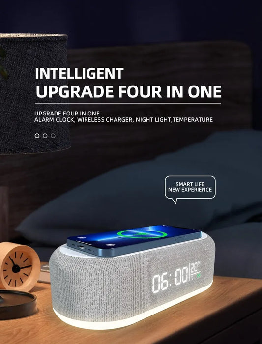 Danoz Direct - Charge your phone in style with Danoz Direct Wireless Charger Alarm Clock - 3 LED lights settings