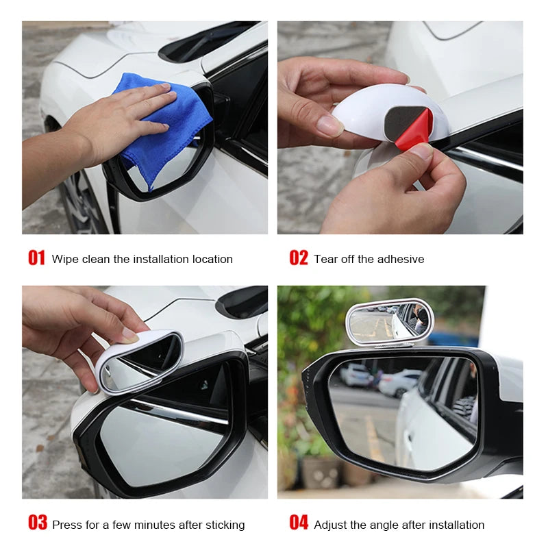 Just in Danoz Direct - SEAMETAL Car Mirror 360° Adjustable Wide Angle Side Rear Mirrors Blind Spot Snap Way for Parking Auxiliary Rear View Mirror - Buy 1 Get 1 Free