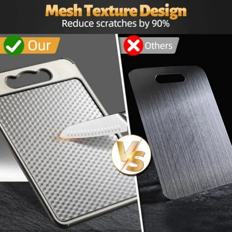 🔪 Danoz KitchenSmart | TopChop Titanium Chopping Board | Double-Sided | Anti-Scratch Mesh | Non-Slip | Stainless Steel + Wheat Straw | Easy Clean