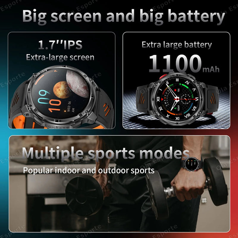 ⌚ Danoz WatchSmart | Ola Esporte T-Rex3 Ultra Smart Watch | 1100mAh | 1.7" AMOLED | Bluetooth 5.2 Calls | 100+ Sports | GPS | IP68 | LED Flashlight | 10 Colours