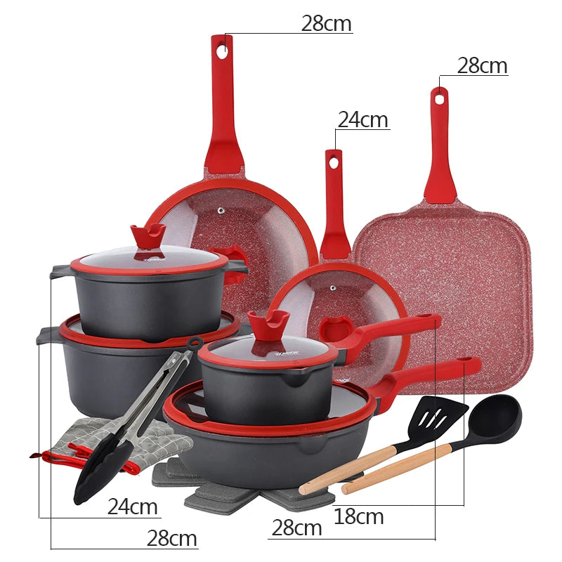 🍳 Danoz CookSmart | DONNOR 21-Piece Ceramic Nonstick Cookware Set | Pots & Pans | Utensils & Pan Protectors | Granite Finish | Eco-Friendly | Multiple Colours ✨
