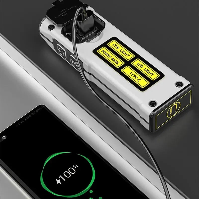 Danoz PowerSmart - Go anywhere Power Bank, Super Bright LED Source Work Lamp with Magnet Alarm SOS Key, Waterproof Emergency Flashlight