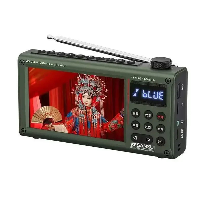 📻 Danoz TechSmart | SanSui F70 7" IPS Screen Multimedia Radio | TV/FM/AM/SW | Bluetooth 5.3 | MP4 Video | HIFI Speaker | USB & TF Card | Gray & Green