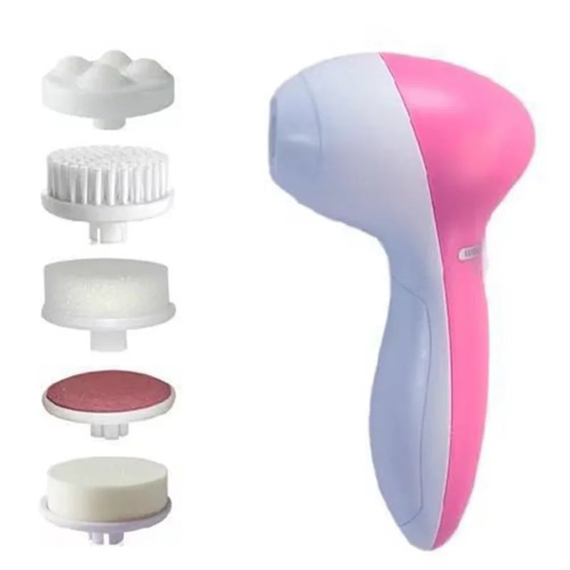 ✨ Danoz BeautySmart | 5-in-1 Electric Facial Cleansing Brush | Vibration Massage | Blackhead Removal | Spa Skin Care | CE Certified | Pink & Blue 💎