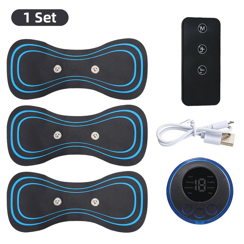 Danoz MassageSmart - USB Rechargeable Electric Neck Massager EMS Muscle Massage Stimulator Low Frequency Back Cervical Calf Patches Pain Joints Mini Device