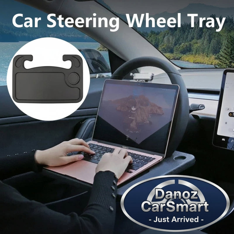 🚗 Danoz CarSmart | Foldable Steering Wheel Desk & Tray | Laptop, Tablet, Food & Drinks | Universal Fit | Portable Car Mount Stand ✨
