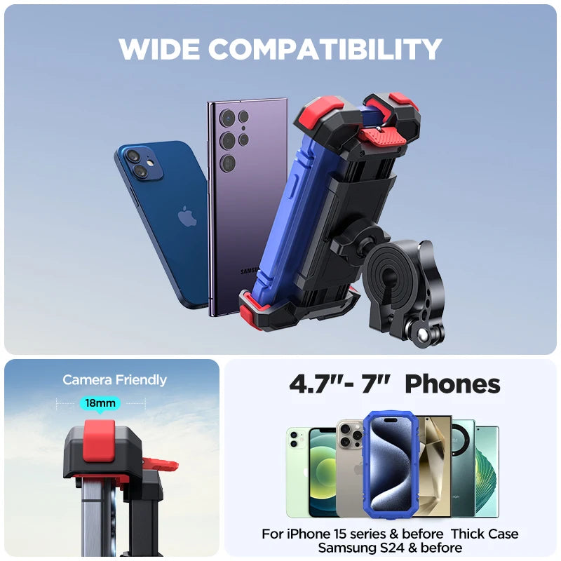 Danoz Cycles 🚴 Joyroom Bike Phone Mount Motorcycle Phone Holder Cell Holder Bicycle Scooter Handlebar Cradle Clip for iPhone