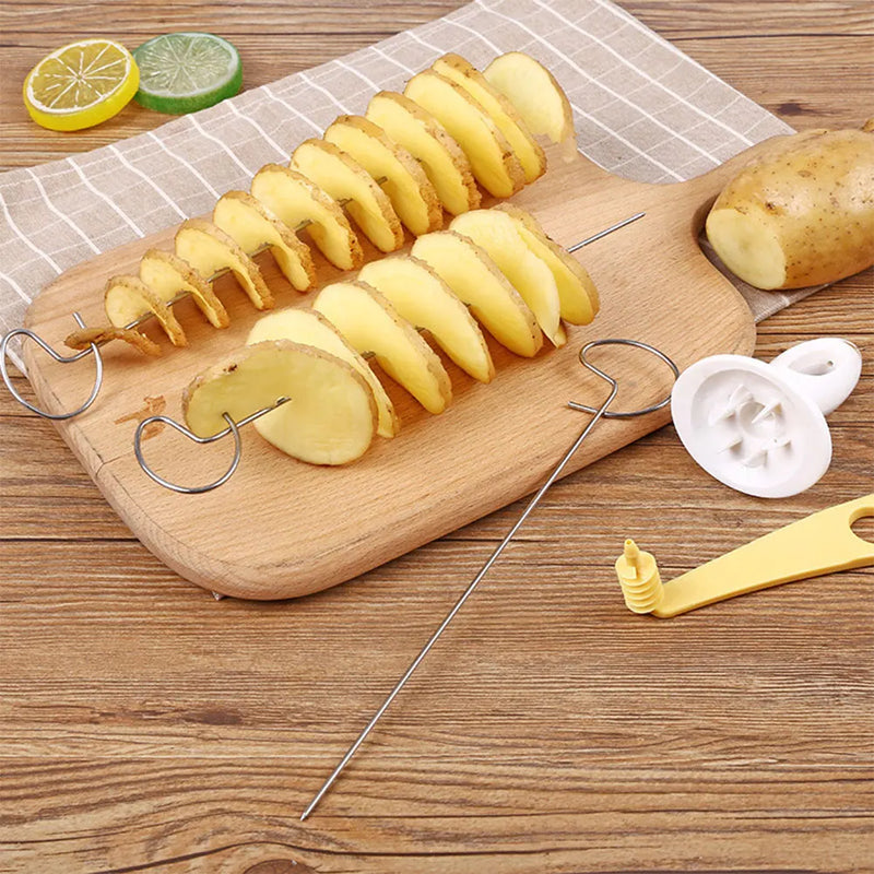 Danoz Kitchen - Stainless Steel Plastic Rotate Potato Slicer Twisted Potato Spiral Slice Cutter Creative Vegetable Tool Kitchen Gadgets - Buy 1 Get 1 Free