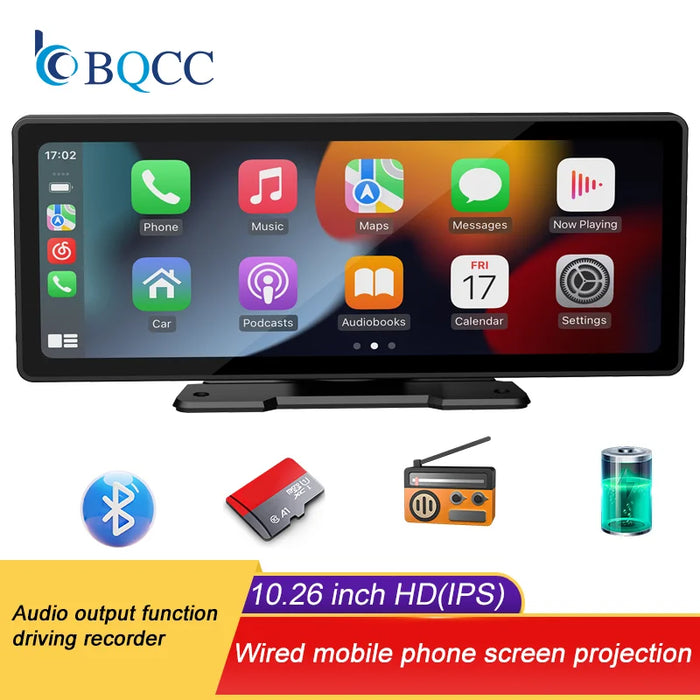 Danoz Smart - BQCC 10.26 Inch widescreen Wireless Carplay HD with Rear Reversing Camera Car Radio DVR MP5 Multimedia