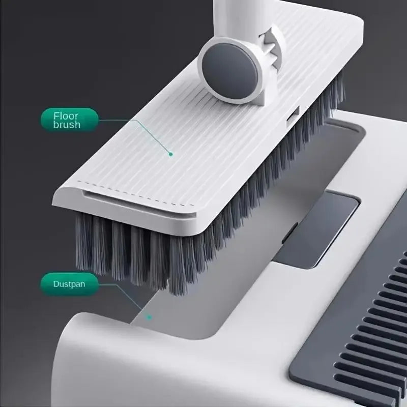🧹 Danoz CleanSmart | 3-in-1 Folding Broom & Dustpan Set | Standing Floor Brush & Squeegee | Self-Cleaning Comb Teeth | Home, Kitchen & Office