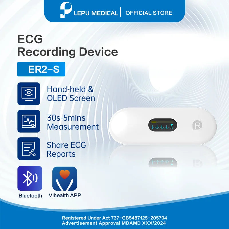 ❤️ Danoz HealthSmart | LEPU Medical ER2 Portable ECG Monitor | Instant Heart Health Check | AI-ECG Analysis | Bluetooth | Arrhythmia Screening ✨