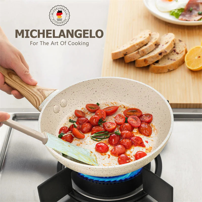 Cook up a storm with Danoz MICHELANGELO DuraStone 3-piece Granite Coated Frying Pan Set! with 5 years warranty.
