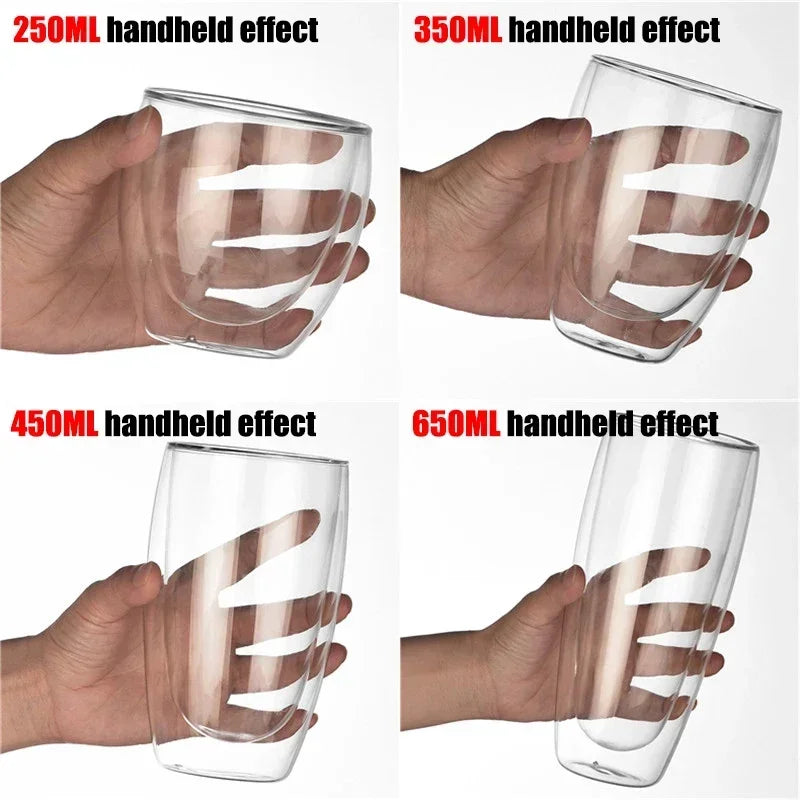 Danoz CoffeeSmart – Sip in Style! Double Wall High Borosilicate Glass Mugs – Heat Resistant, Eco-Friendly & Perfect for Coffee, Tea, Juice & More – Sets of 4 to 18! ☕🥂✨