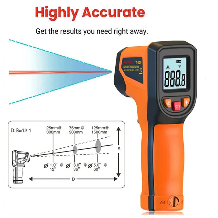 Measure temperatures quickly and easily with the Danoz Smart Digital Infrared Thermometer. With a range of -50~600℃