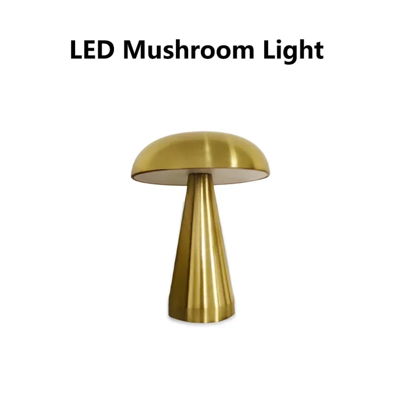 Danoz Lights - Retro Mushroom LED Table Lamp Touch Sensor Bedside Lamp Rechargeable Reading Lights For Bedroom Restaurant Bar Decor Lighting