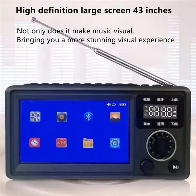 📻 Danoz TechSmart | L62A Portable Multimedia Player | 4.3" Display | Bluetooth | FM/SW/MW Radio | MP3 MP4 | TF Card & USB | 10-Hr Battery | Clock | Seniors Friendly | Grey Black